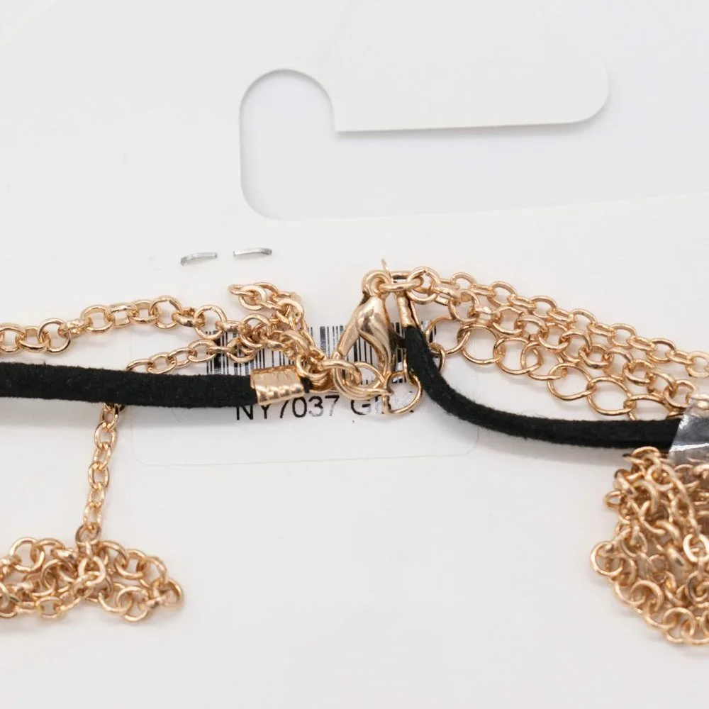 Carisma Women's Black and Gold Tone Chain Choker‎ Necklace